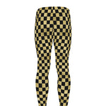 Gold And Black Checkered Pattern Print Men's leggings