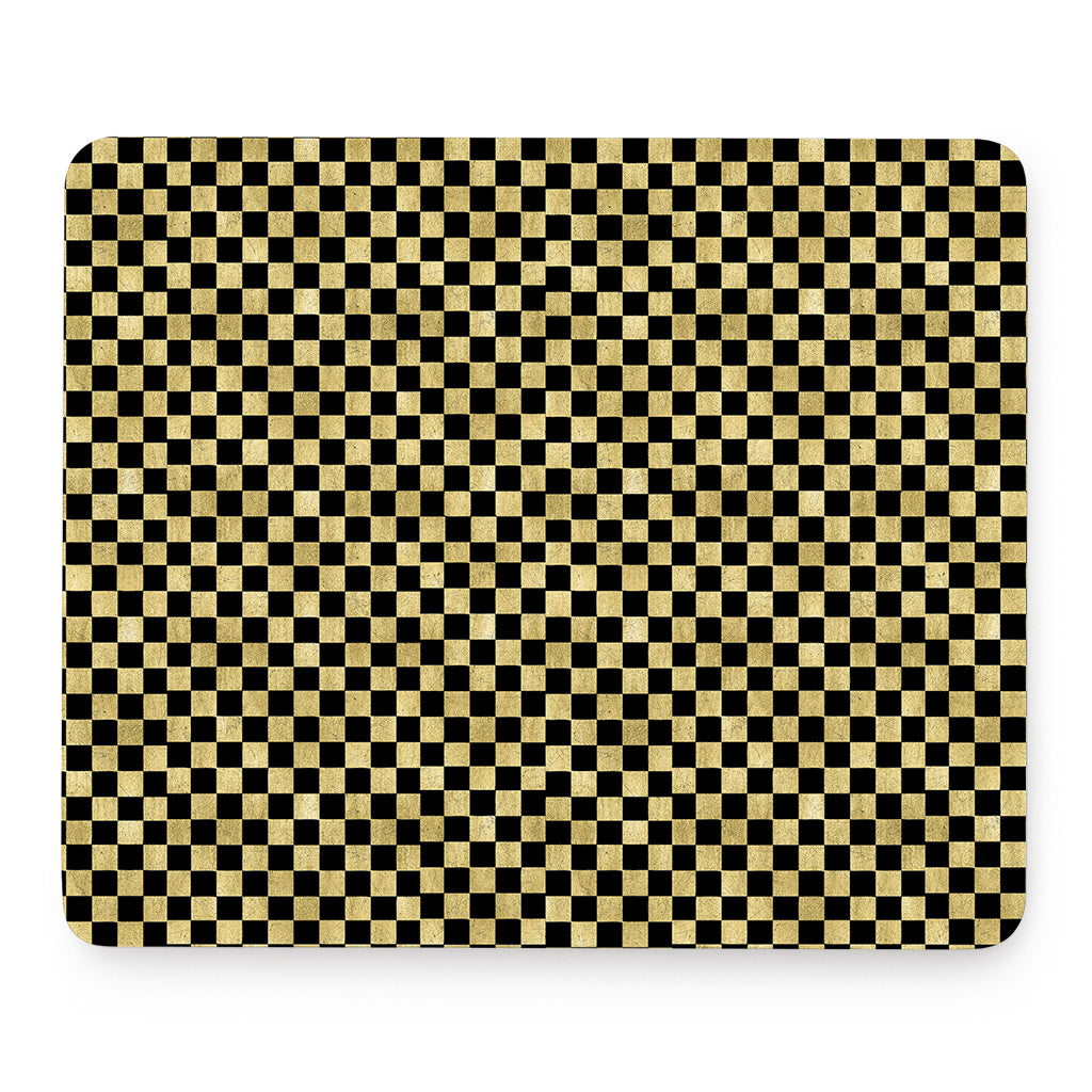 Gold And Black Checkered Pattern Print Mouse Pad
