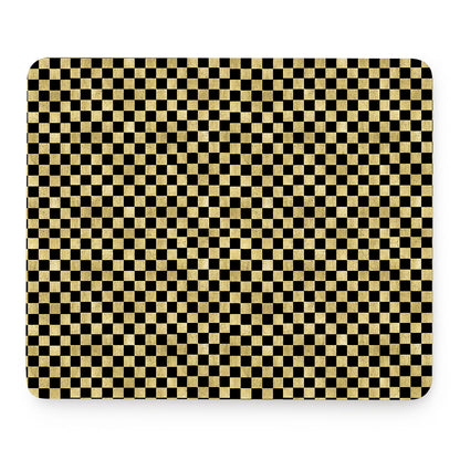 Gold And Black Checkered Pattern Print Mouse Pad