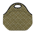 Gold And Black Checkered Pattern Print Neoprene Lunch Bag