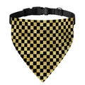 Gold And Black Checkered Pattern Print Over The Collar Dog Bandana