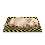 Gold And Black Checkered Pattern Print Pet Cooling Mat Cover