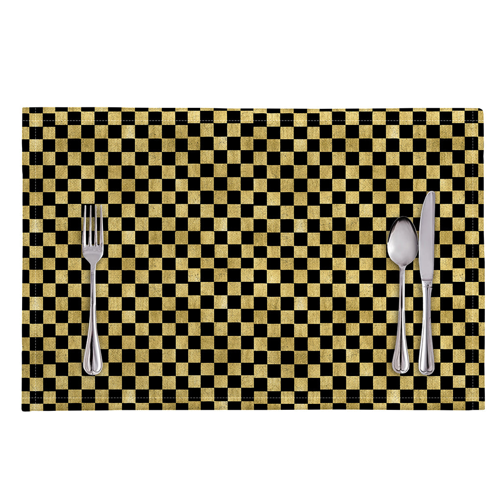 Gold And Black Checkered Pattern Print Placemat