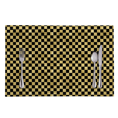 Gold And Black Checkered Pattern Print Placemat