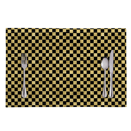 Gold And Black Checkered Pattern Print Placemat