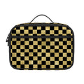 Gold And Black Checkered Pattern Print Portable Lunch Bag