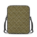Gold And Black Checkered Pattern Print Rectangular Crossbody Bag