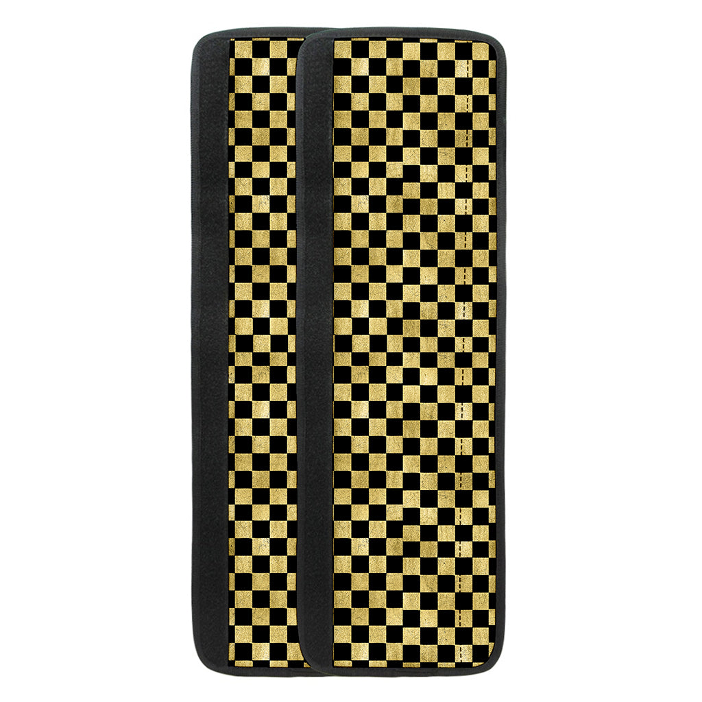 Gold And Black Checkered Pattern Print Refrigerator Handle Covers
