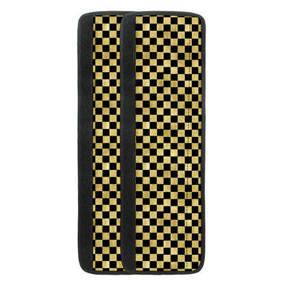 Gold And Black Checkered Pattern Print Refrigerator Handle Covers