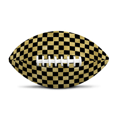 Gold And Black Checkered Pattern Print Rugby Ball