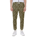 Gold And Black Checkered Pattern Print Joggers