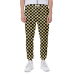 Gold And Black Checkered Pattern Print Scuba Joggers