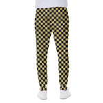 Gold And Black Checkered Pattern Print Scuba Joggers