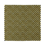 Gold And Black Checkered Pattern Print Silk Bandana