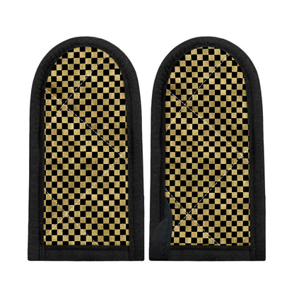 Gold And Black Checkered Pattern Print Skillet Handle Cover