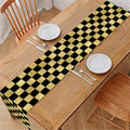 Gold And Black Checkered Pattern Print Table Runner
