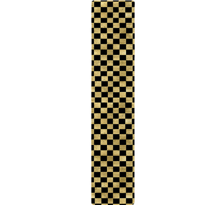 Gold And Black Checkered Pattern Print Table Runner
