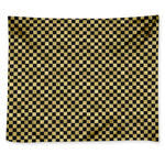 Gold And Black Checkered Pattern Print Tapestry