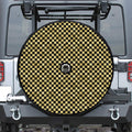 Gold And Black Checkered Pattern Print Tire Cover With Camera Hole