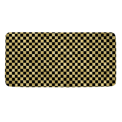 Gold And Black Checkered Pattern Print Towel