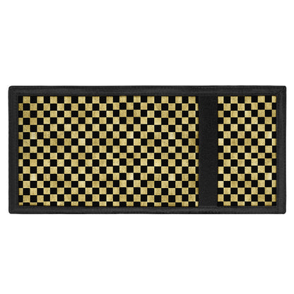 Gold And Black Checkered Pattern Print Trifold Wallet