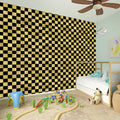 Gold And Black Checkered Pattern Print Wall Sticker