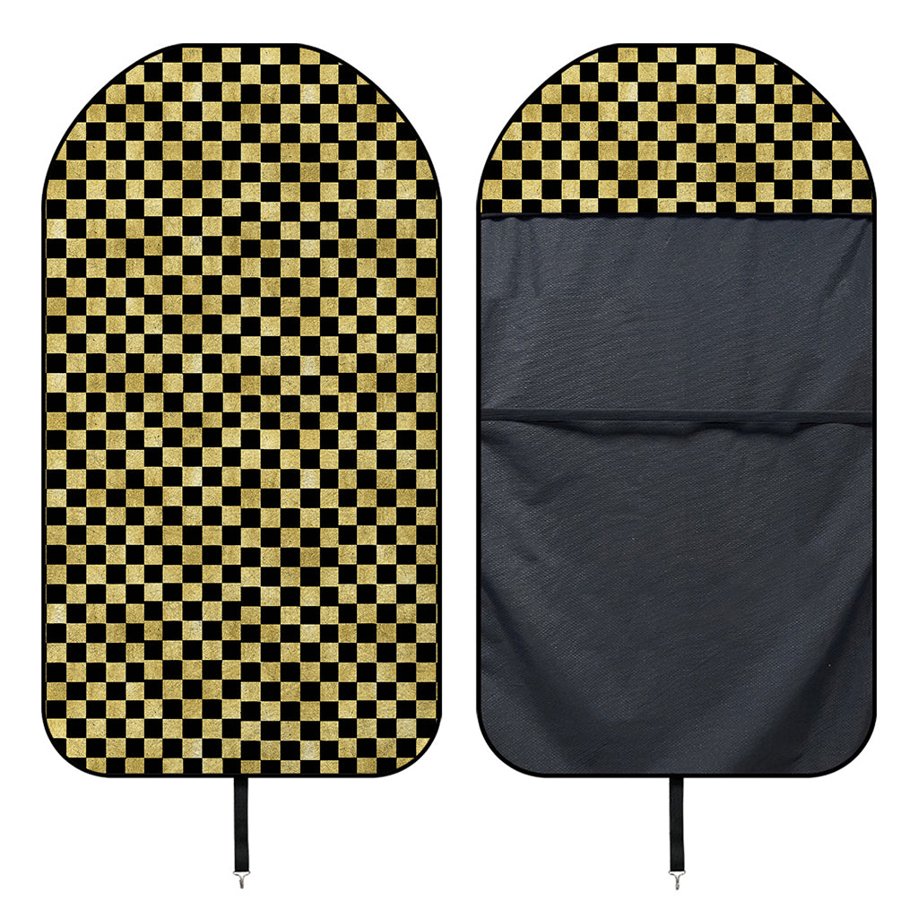 Gold And Black Checkered Pattern Print Waterproof Car Seat Cover