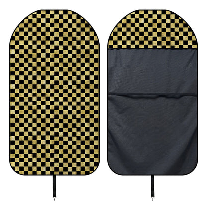 Gold And Black Checkered Pattern Print Waterproof Car Seat Cover
