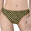 Gold And Black Checkered Pattern Print Women's Thong