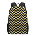 Gold And Black Chevron Pattern Print 17 Inch Backpack
