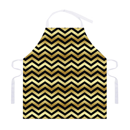 Gold And Black Chevron Pattern Print Adjustable Apron