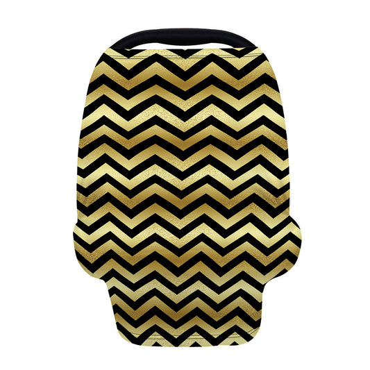 Gold And Black Chevron Pattern Print Baby Seat Cover