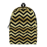 Gold And Black Chevron Pattern Print Backpack