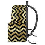 Gold And Black Chevron Pattern Print Backpack