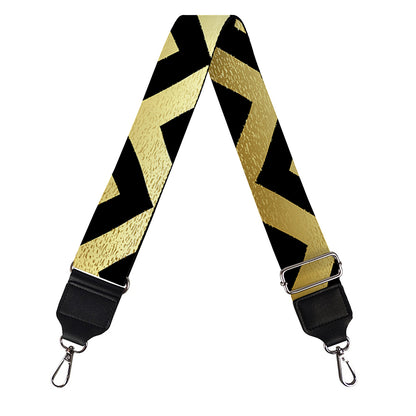 Gold And Black Chevron Pattern Print Bag Strap