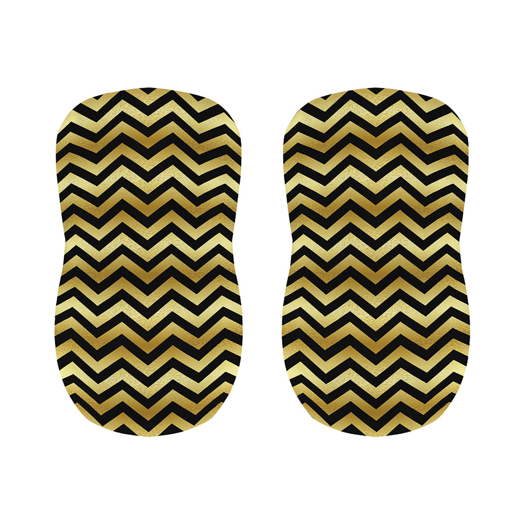 Gold And Black Chevron Pattern Print Bar Stool Covers