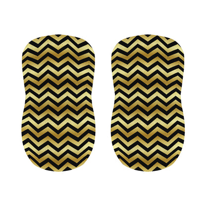 Gold And Black Chevron Pattern Print Bar Stool Covers