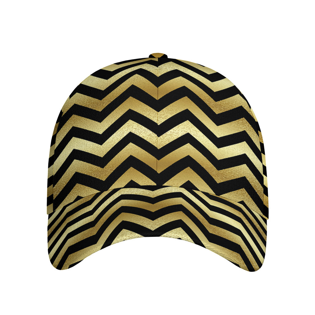 Gold And Black Chevron Pattern Print Baseball Cap