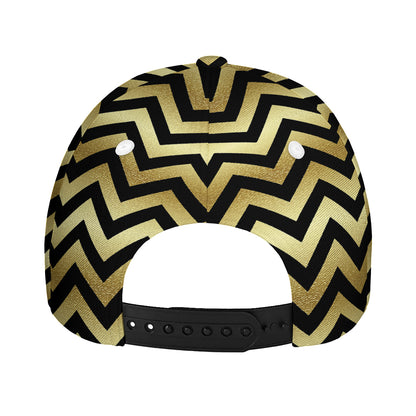 Gold And Black Chevron Pattern Print Baseball Cap