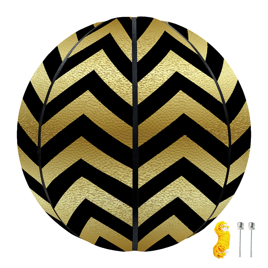 Gold And Black Chevron Pattern Print Basketball