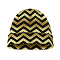 Gold And Black Chevron Pattern Print Beanie