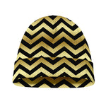 Gold And Black Chevron Pattern Print Beanie
