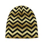 Gold And Black Chevron Pattern Print Beanie
