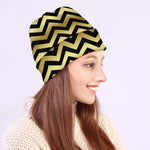 Gold And Black Chevron Pattern Print Beanie