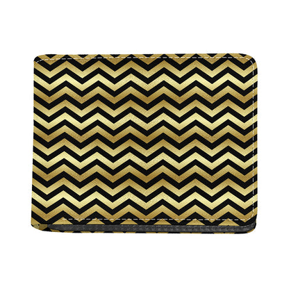 Gold And Black Chevron Pattern Print Bifold Wallet