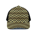 Gold And Black Chevron Pattern Print Black Mesh Trucker Hat