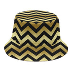 Gold And Black Chevron Pattern Print Bucket Hat