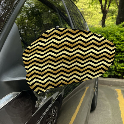 Gold And Black Chevron Pattern Print Car Side Mirror Covers