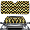 Gold And Black Chevron Pattern Print Car Windshield Sun Shade