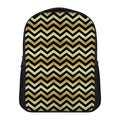 Gold And Black Chevron Pattern Print Casual Backpack